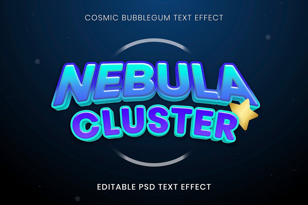 Comic text effect psd template, bubblegum font typography