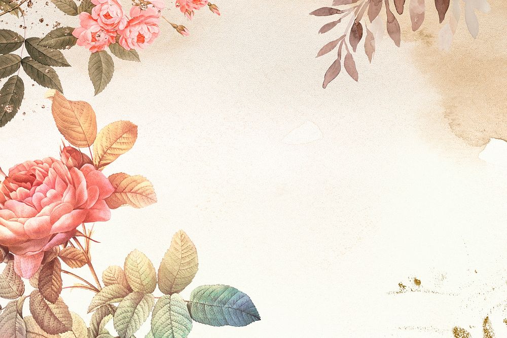 Flower background, aesthetic border design psd, remixed from vintage public domain images