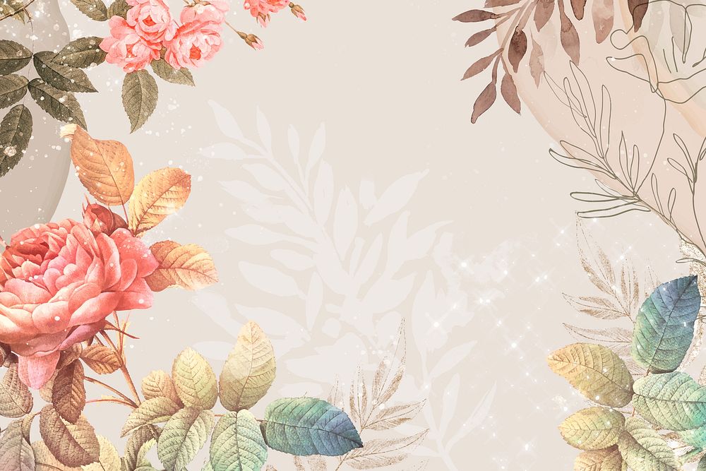 Flower background aesthetic border vector, remixed from vintage public domain images