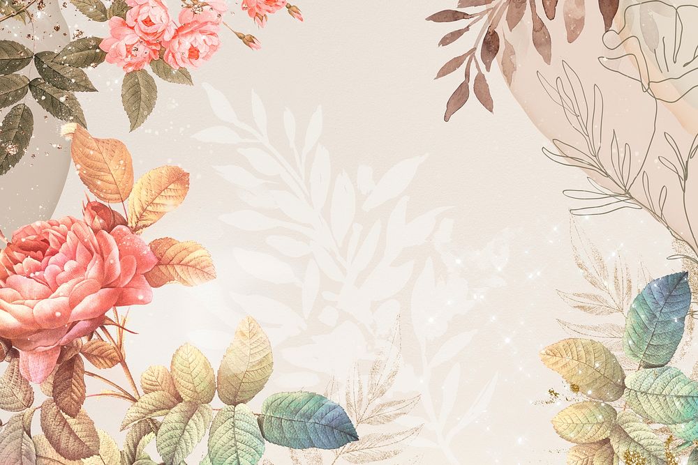 Flower background, aesthetic border design psd, remixed from vintage public domain images