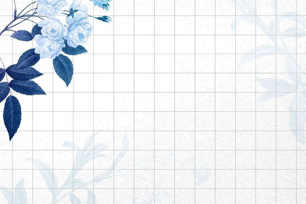 Flower background blue border vector, remixed from vintage public domain images