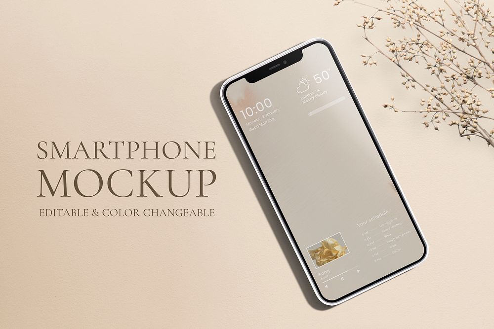 Phone screen mockup, aesthetic design space psd