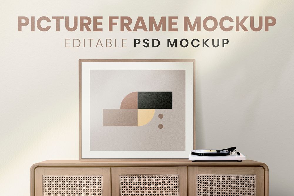 Square photo frame mockup, realistic wall home decor psd