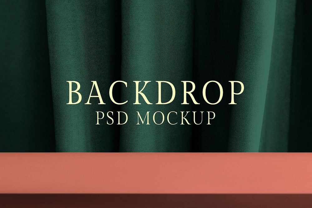 Product backdrop mockup, table display psd with curtain