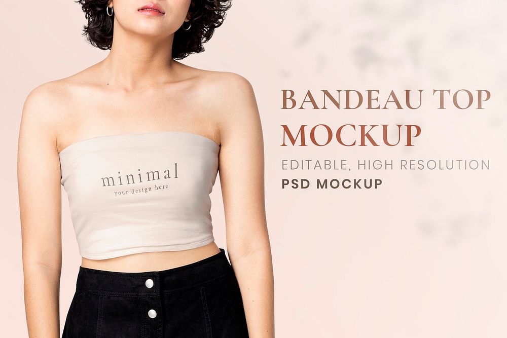 Bandeau top mockup, women&rsquo;s apparel design psd