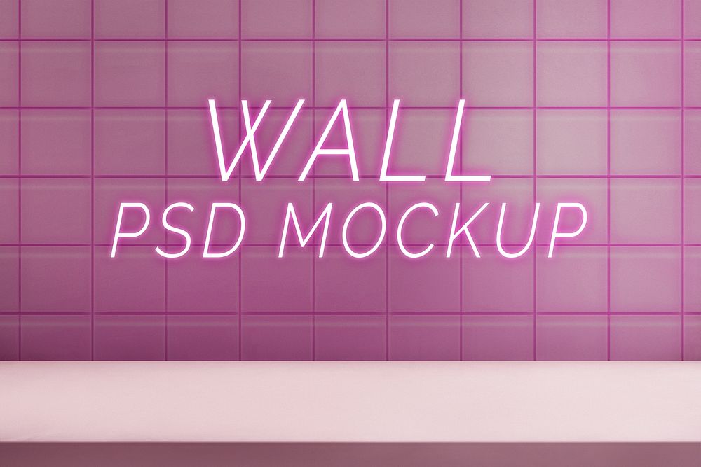 Product backdrop mockup, table display psd with grid wall