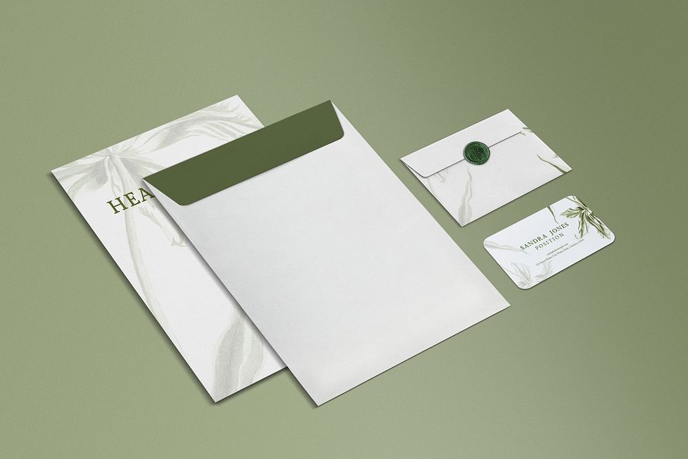 Stationery envelope mockup, corporate identity set psd
