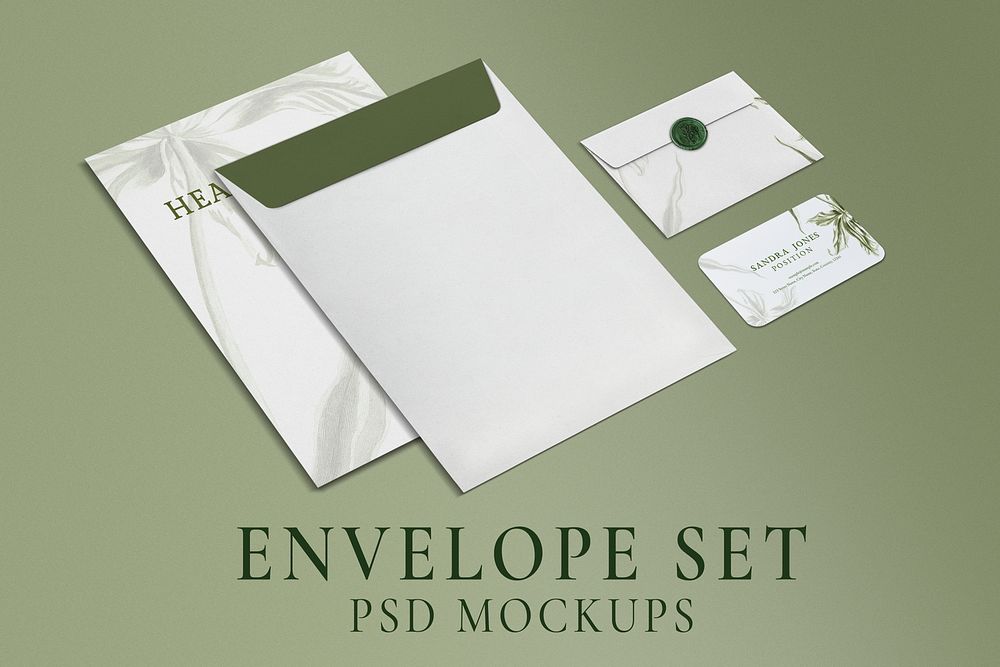 Stationery envelope mockup, corporate identity set psd