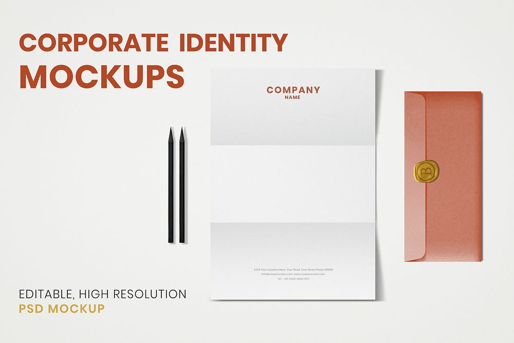 Corporate identity mockup, aesthetic stationery realistic psd image