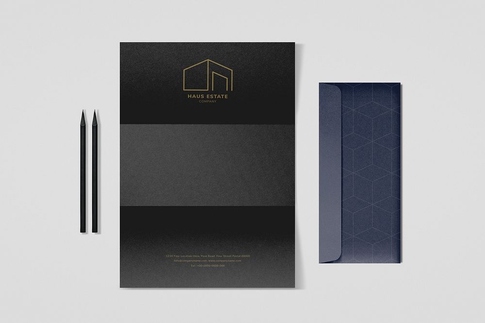 Business stationery mockup, paper, envelope set psd