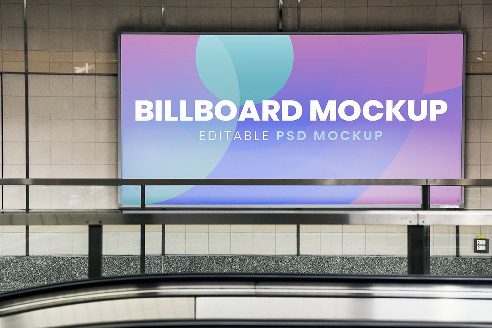 Billboard mockup, advertising sign psd on the wall