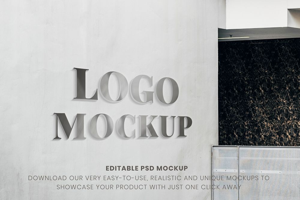 Wall logo mockup, modern corporate psd design
