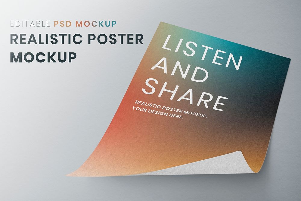 Realistic poster mockup, paper design psd