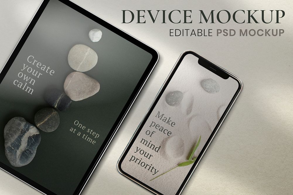 Phone screen mockup, aesthetic design space psd