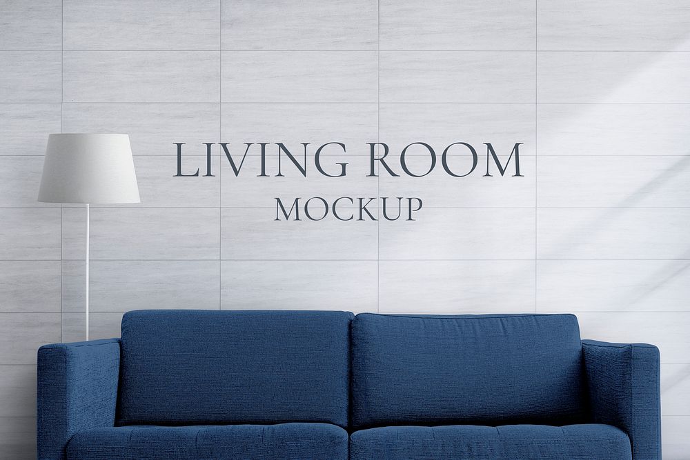 Home couch mockup, living room furniture psd
