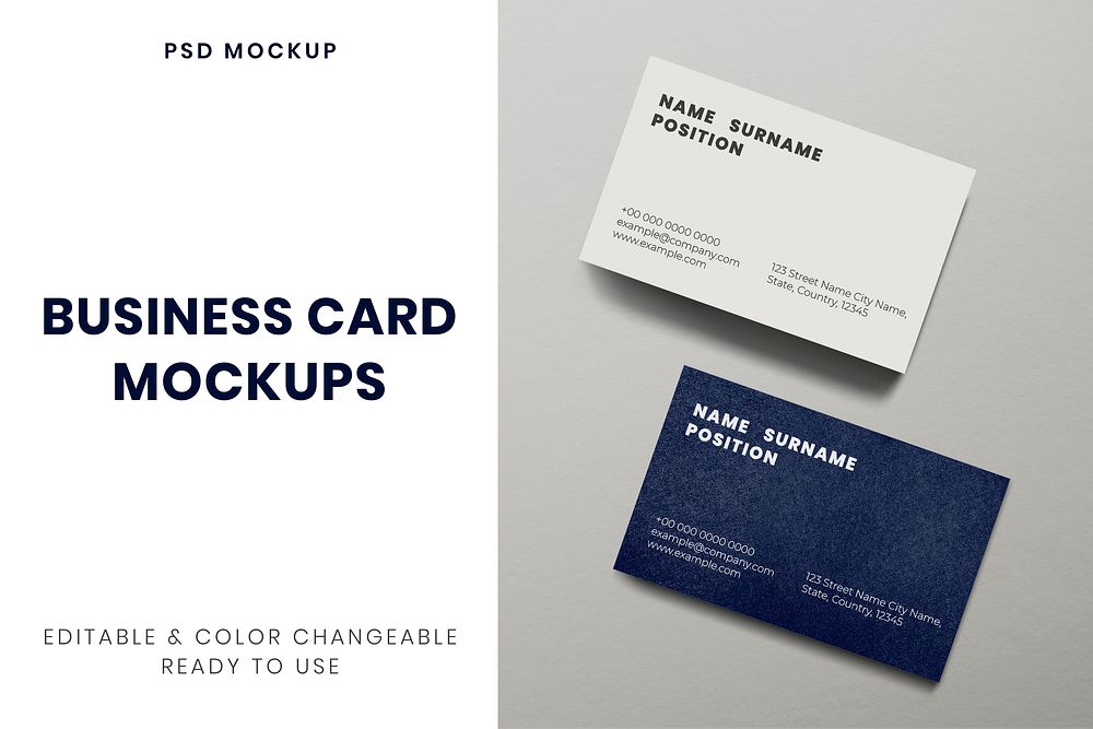 Business card mockup, realistic modern design psd