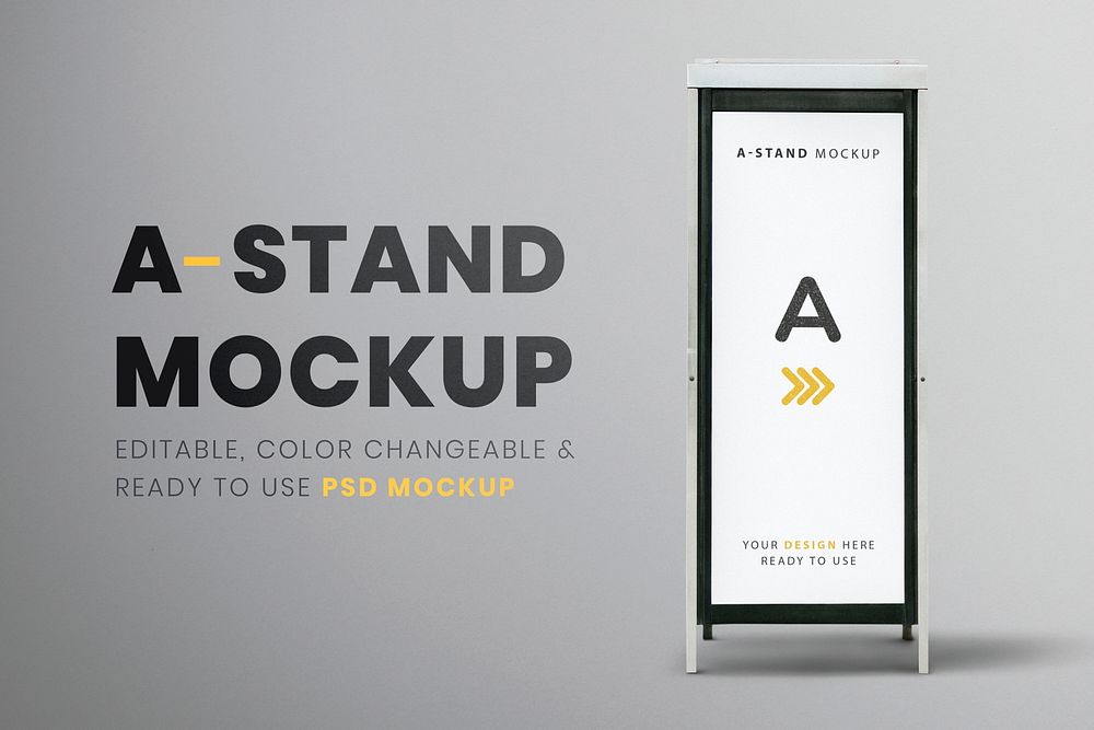 A-frame sign mockup, sandwich board psd for advertisement