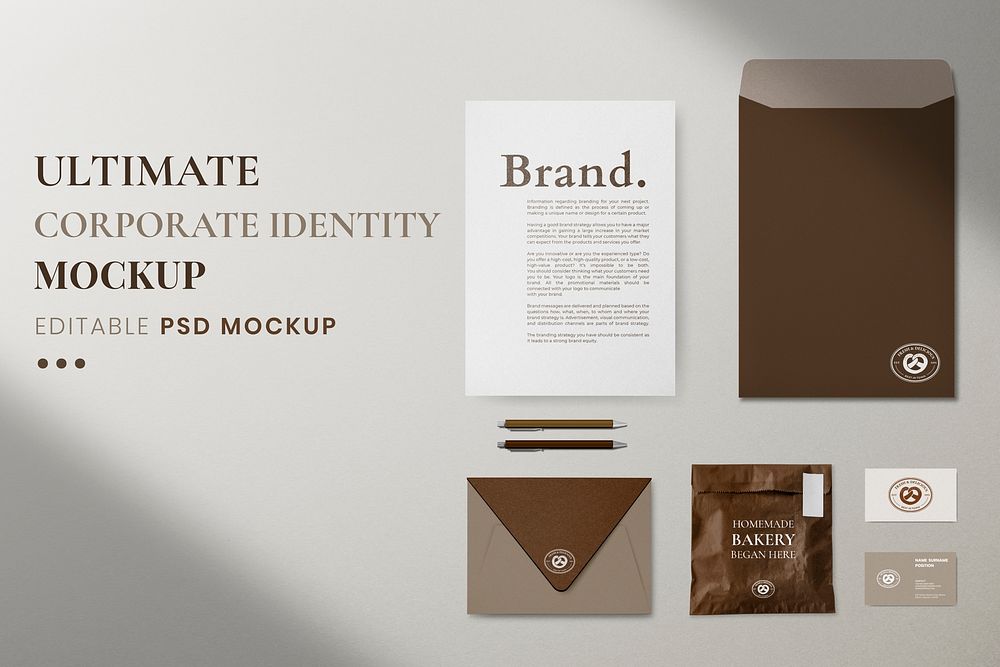Corporate identity mockup, professional stationery realistic psd image