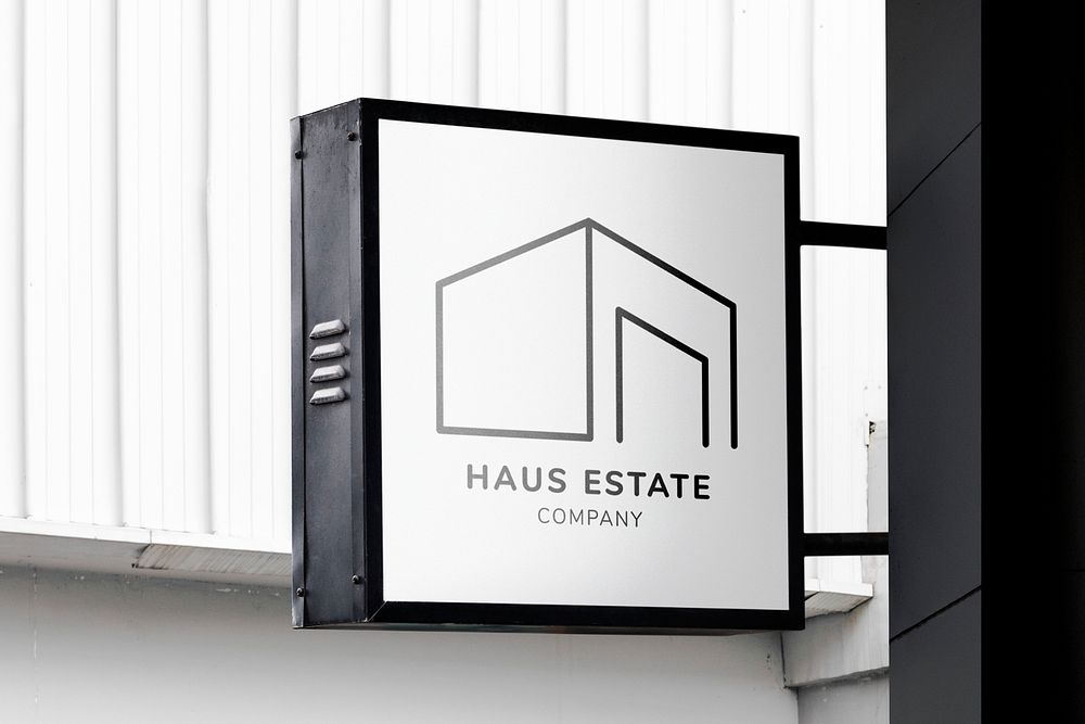 Square sign mockup, professional branding for business psd