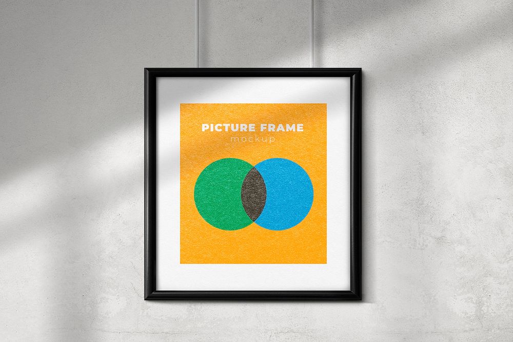 Square photo frame mockup, realistic wall home decor psd