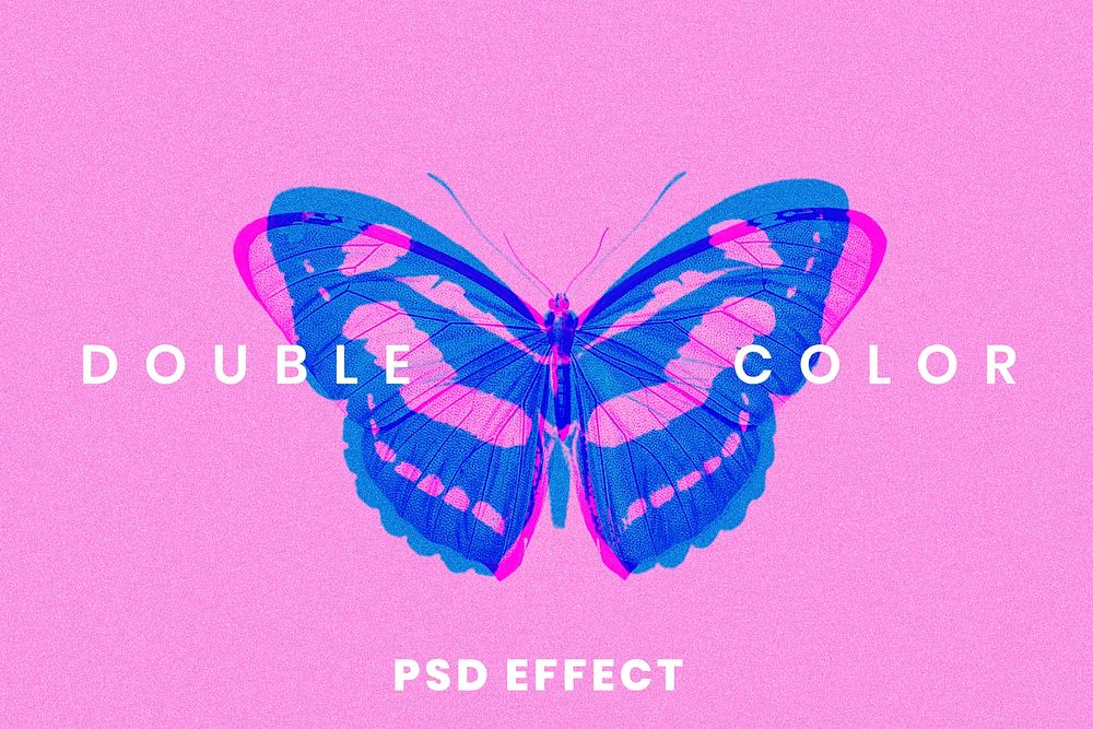 Double color abstract exposure PSD effect easy-to-use in anaglyph 3D tone remixed media