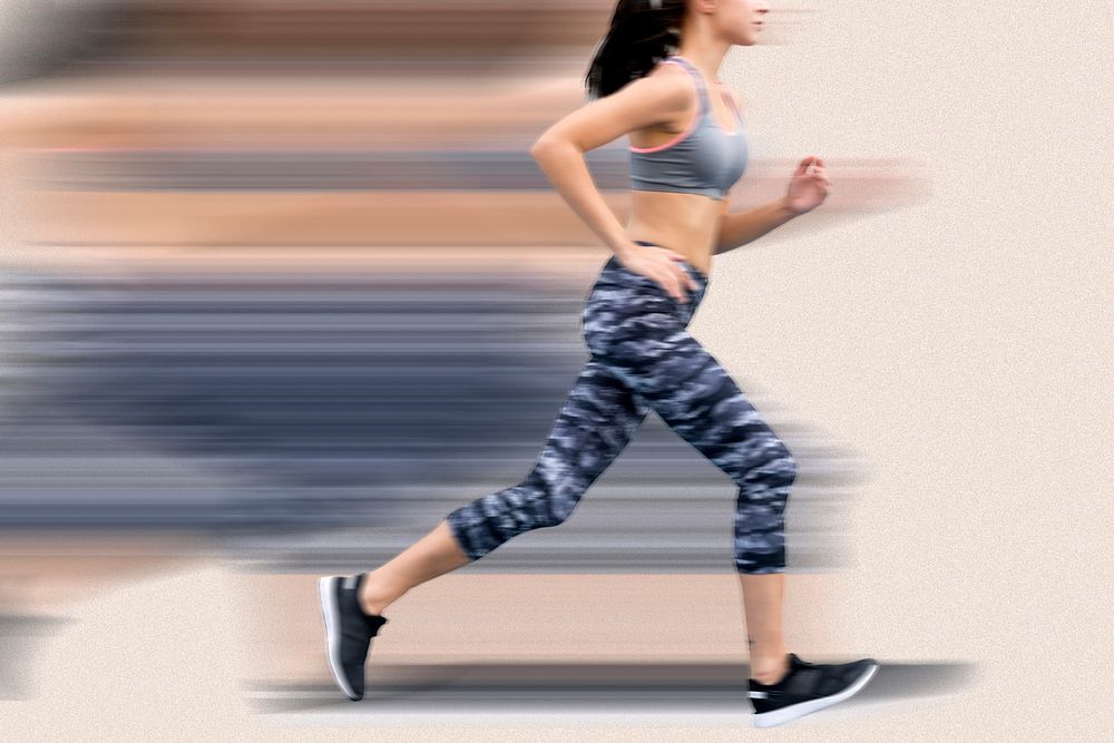 Speed motion blur psd effect easy-to-use with sporty woman running remixed media