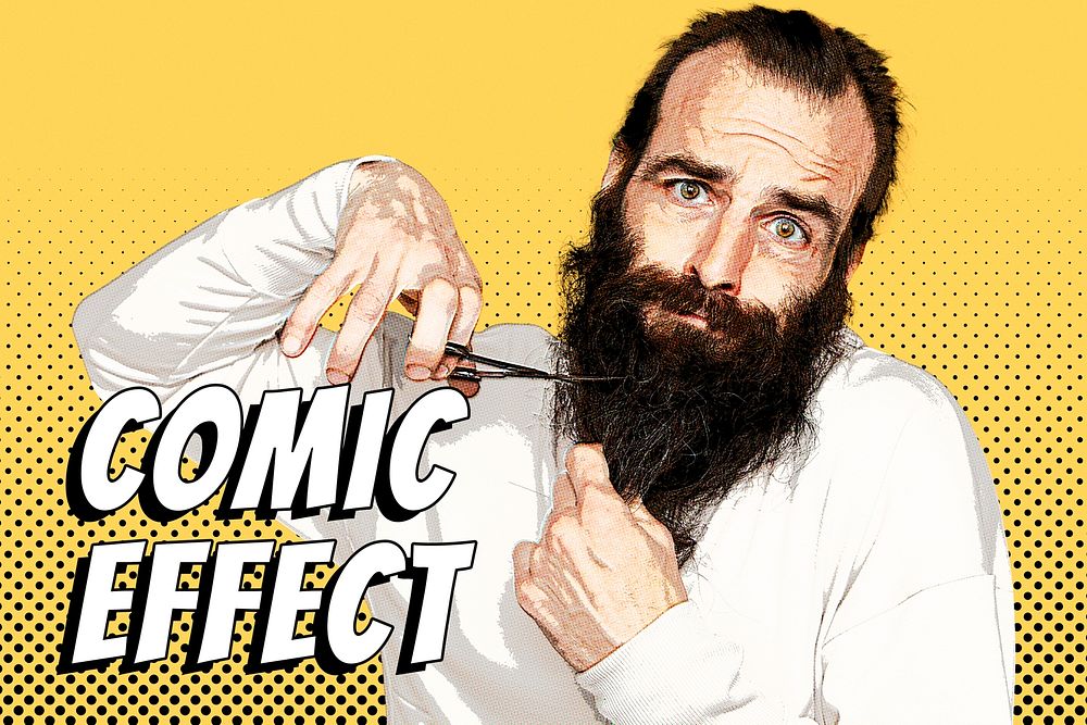 Comic effect PSD photoshop add-on in halftone style