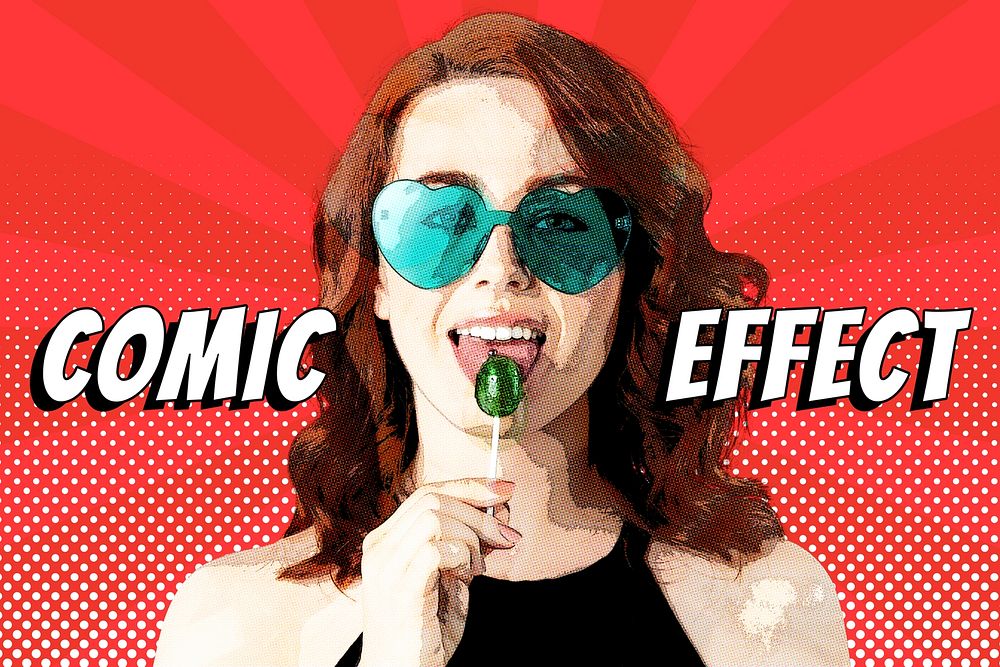 Comic effect PSD pop art photoshop add-on in halftone style