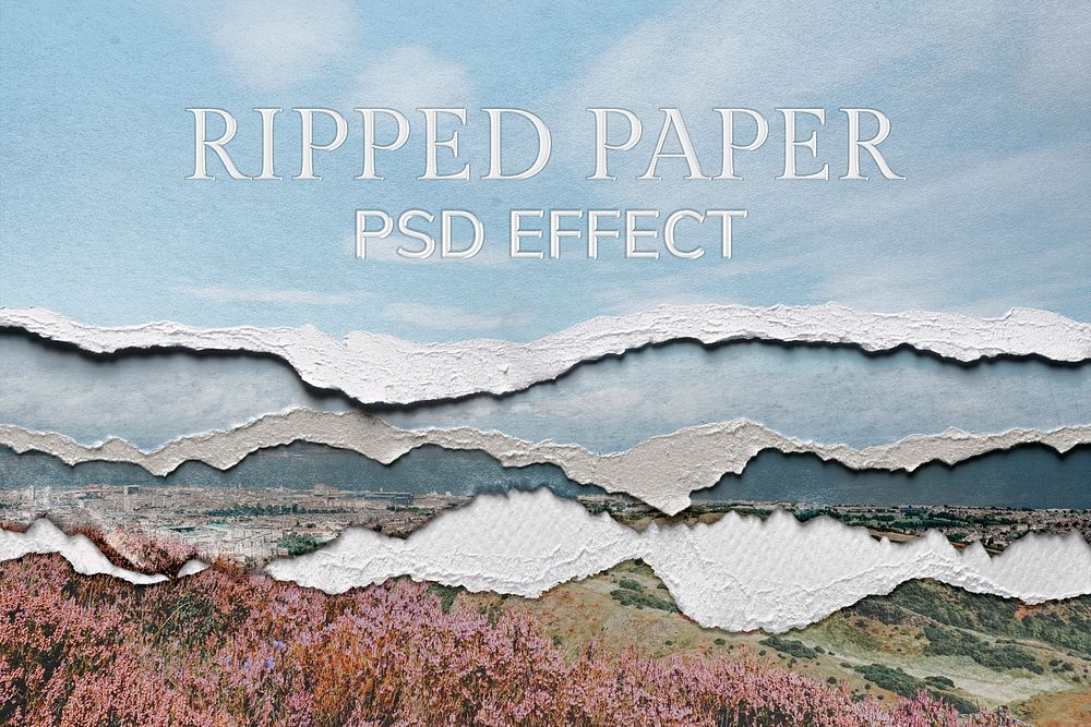 Ripped paper PSD texture effect photoshop add-on remixed media