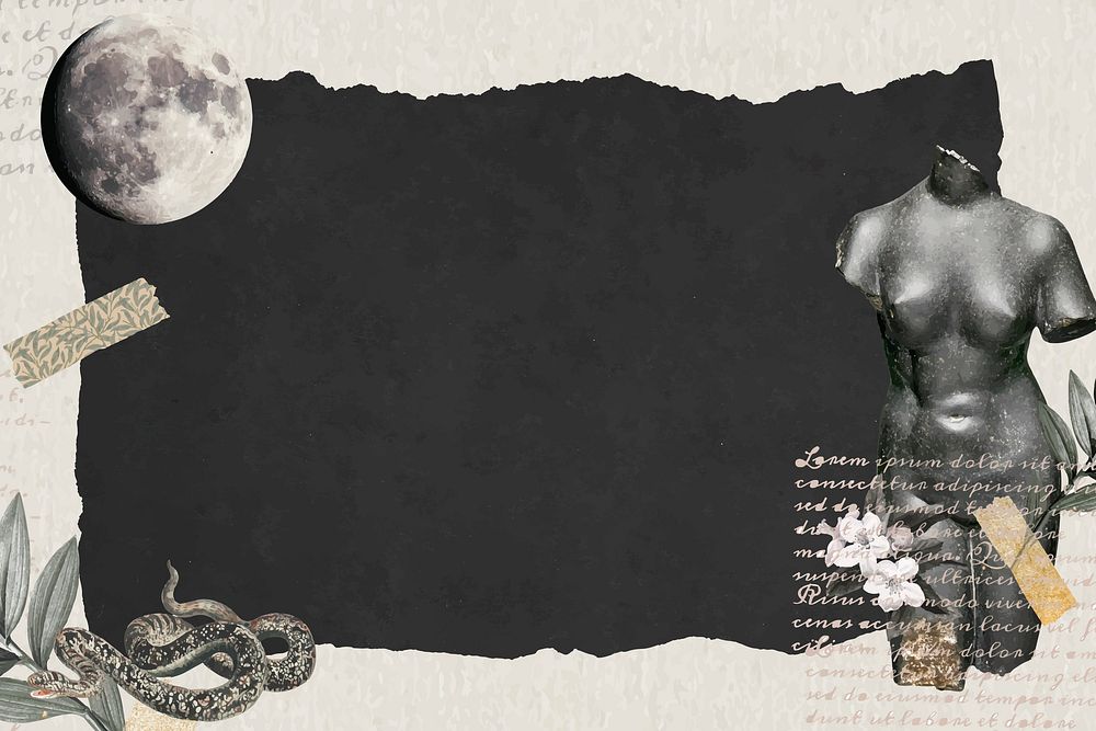 Collage wallpaper dark background, vector digital collage art
