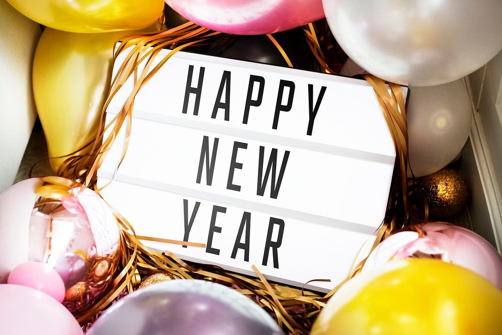 Happy New Year 2022 sign mockup, party design 