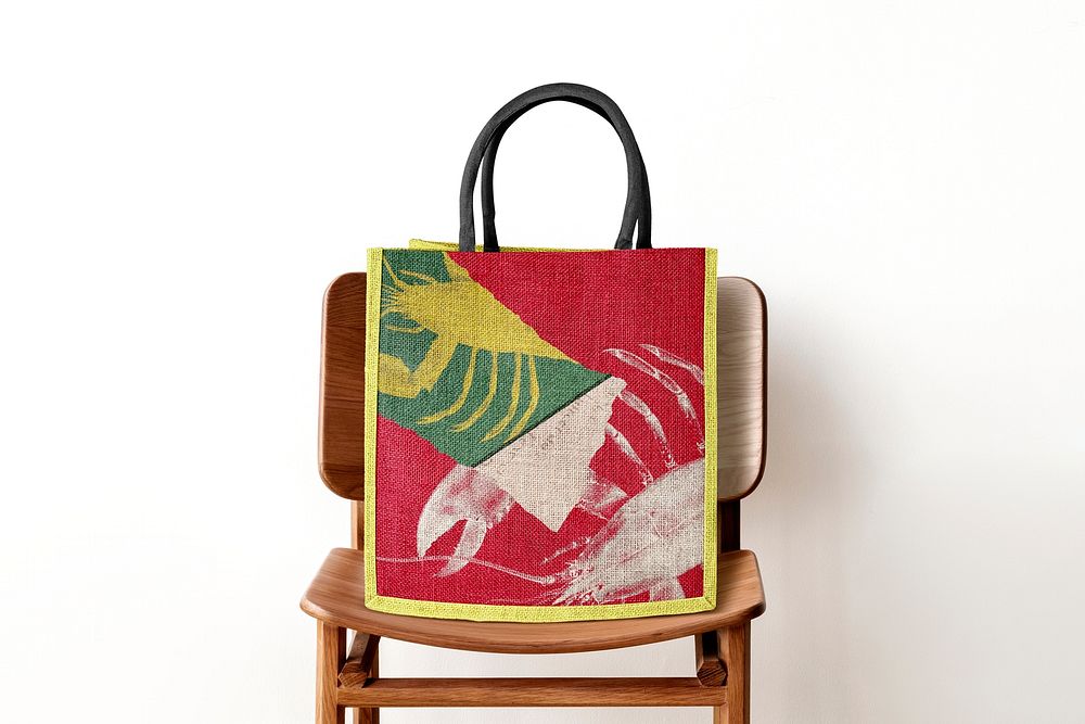 Cool abstract tote bag, lobster design, reusable fashion accessory