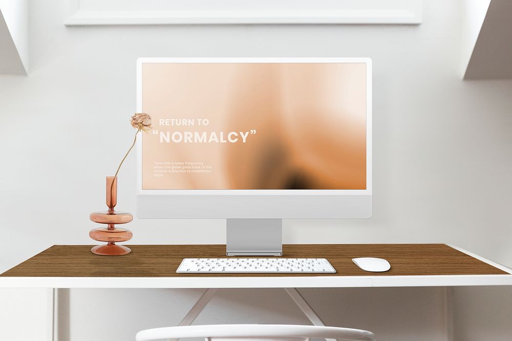 Modern computer mockup, digital device psd, home office workspace