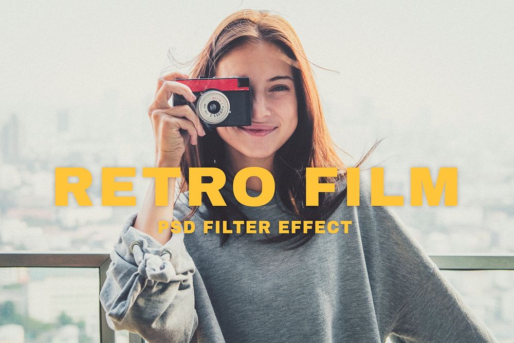 Retro Photoshop preset filter effect PSD, blogger & influencer retro vintage film easy add-on