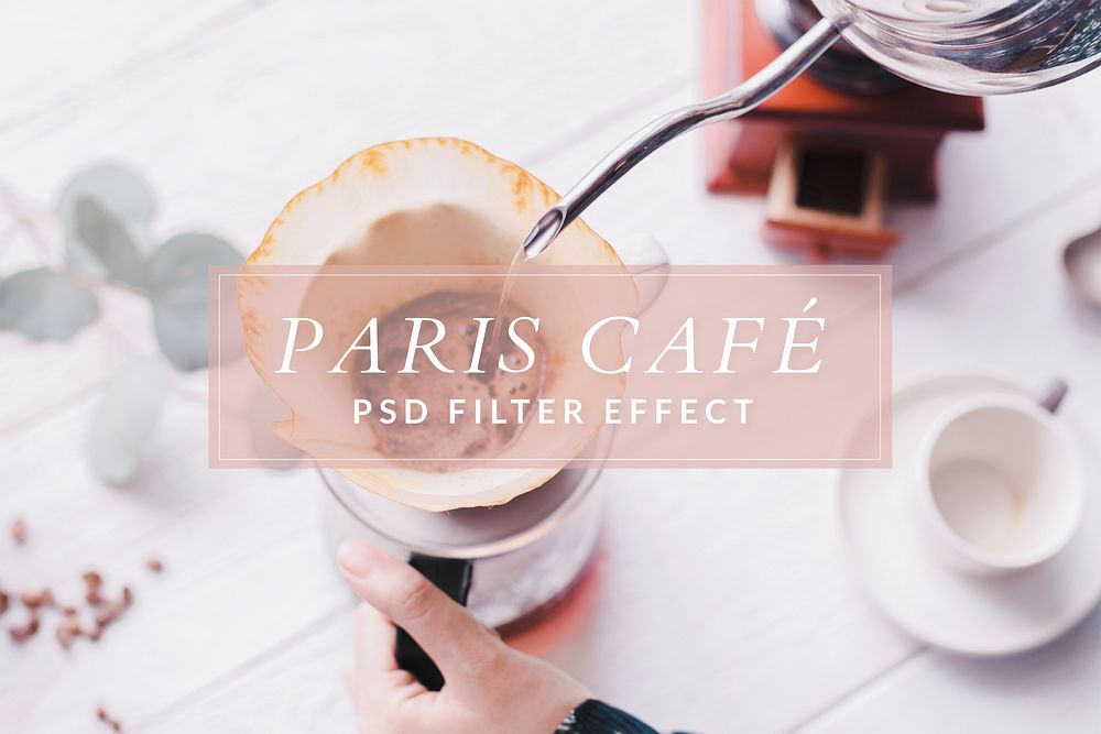 Pastel Photoshop preset filter effect PSD, blogger & influencer Paris cafe cozy warm tone overlay add-on