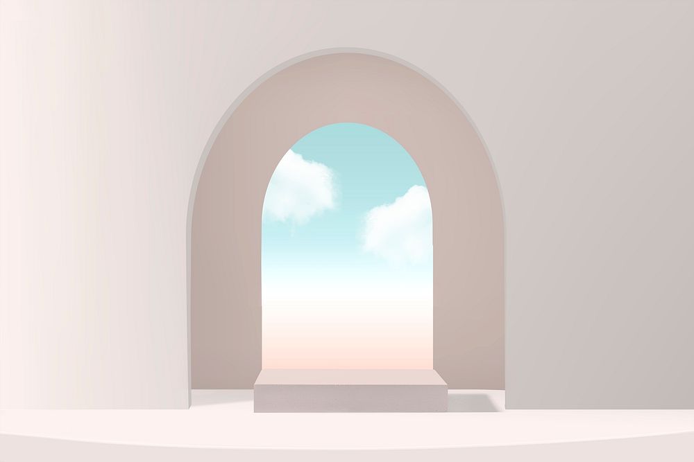 Minimal product backdrop with window and sky