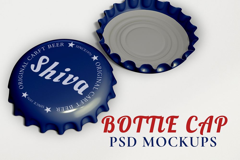 Bottle cap mockup psd, beverage product branding