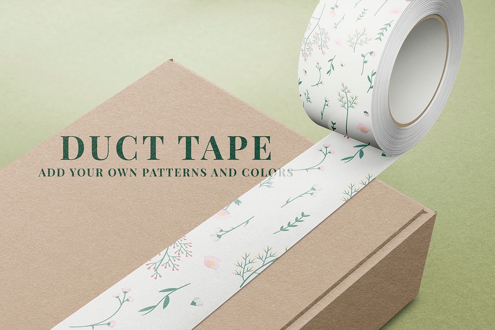 Patterned duct tape mockup psd, editable design 