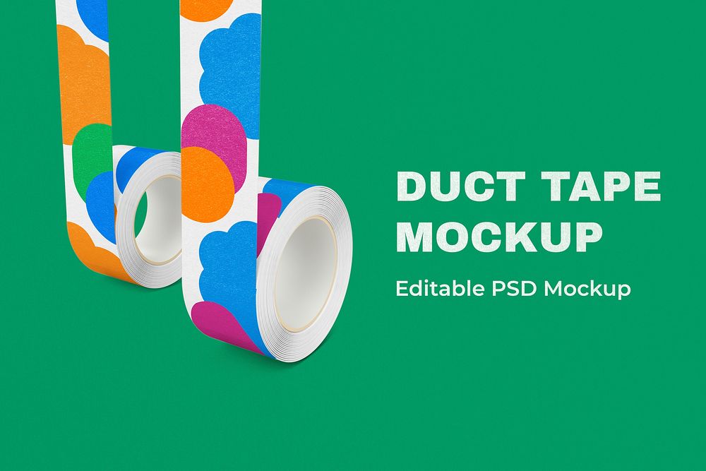 Patterned duct tape mockup psd, editable design 