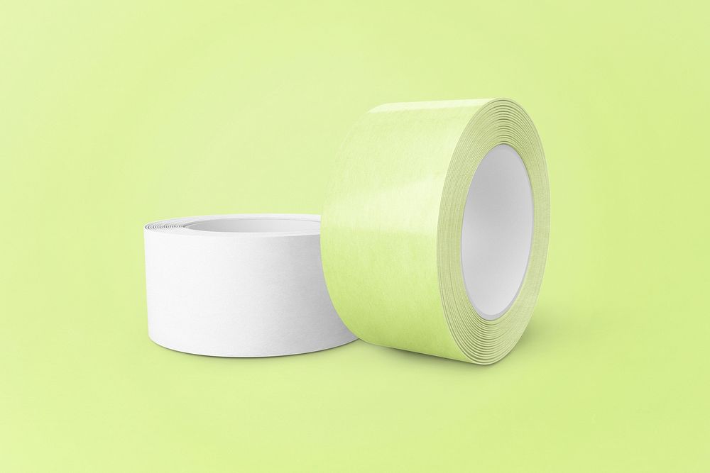 Lime green washi tape on blank background