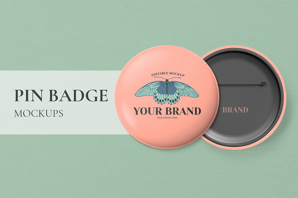 Pin badge mockup set psd, front and back