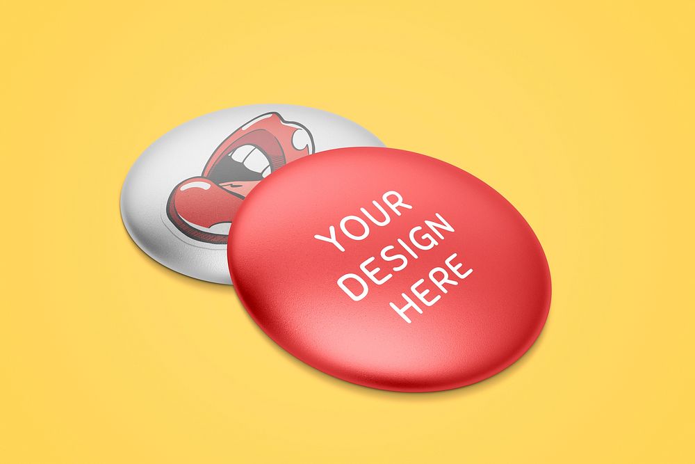 Accessory pin mockup psd set, cool badge