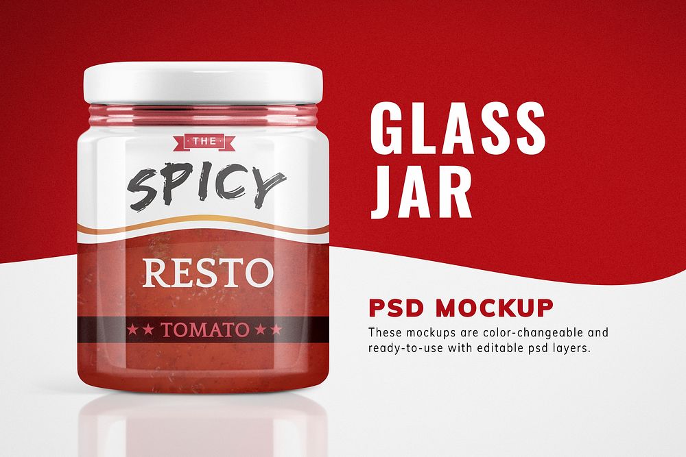 Glass jar mockup psd, food product packaging and branding 