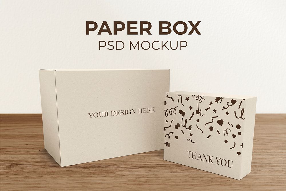 Paper box mockup psd set, editable packaging design