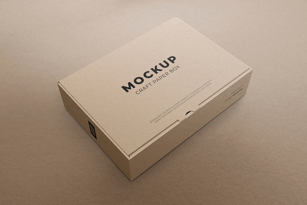 Craft paper box mockup psd, editable packaging design