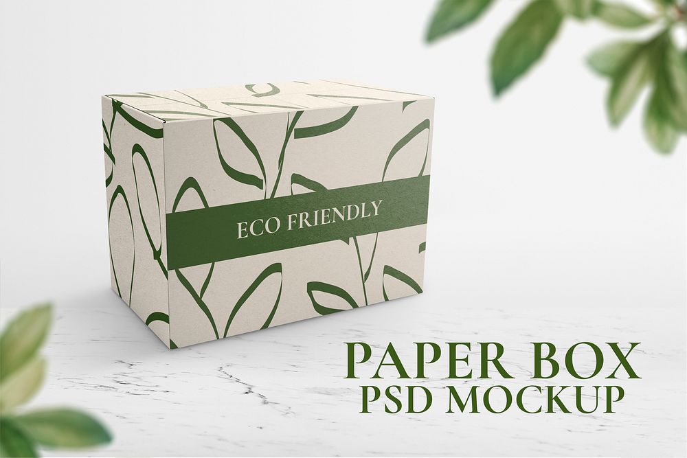 Eco paper box mockup psd, editable packaging design