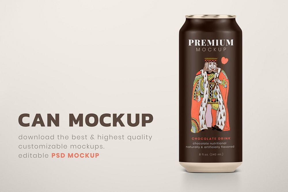 Beer can mockup psd, cool product branding