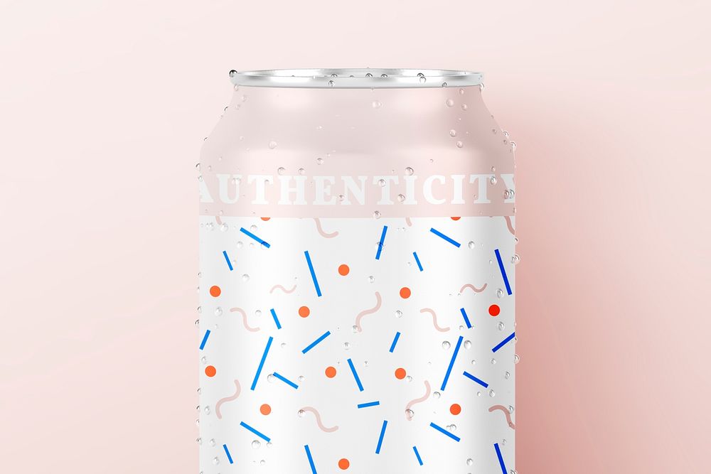 Soda can mockup psd, cute product branding