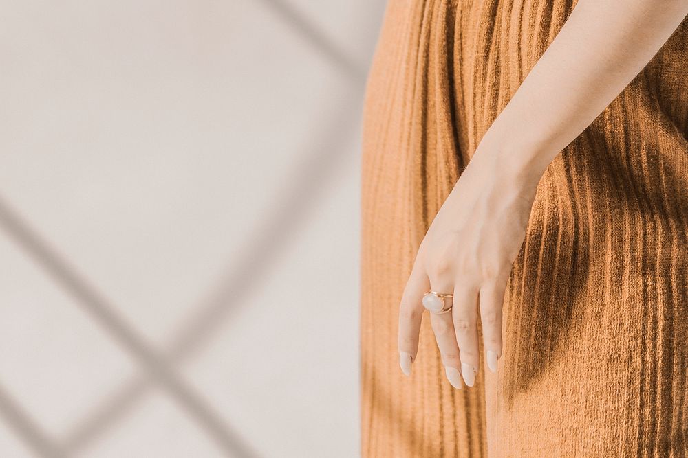 Woman&rsquo;s hand with beautiful ring, aesthetic photo