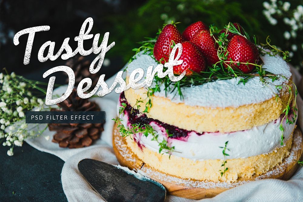 Tasty dessert photoshop preset filter effect PSD, food blogger easy add on